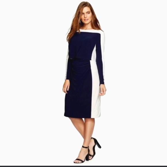 Ralph Lauren color block navy and white dress - Picture 1 of 4